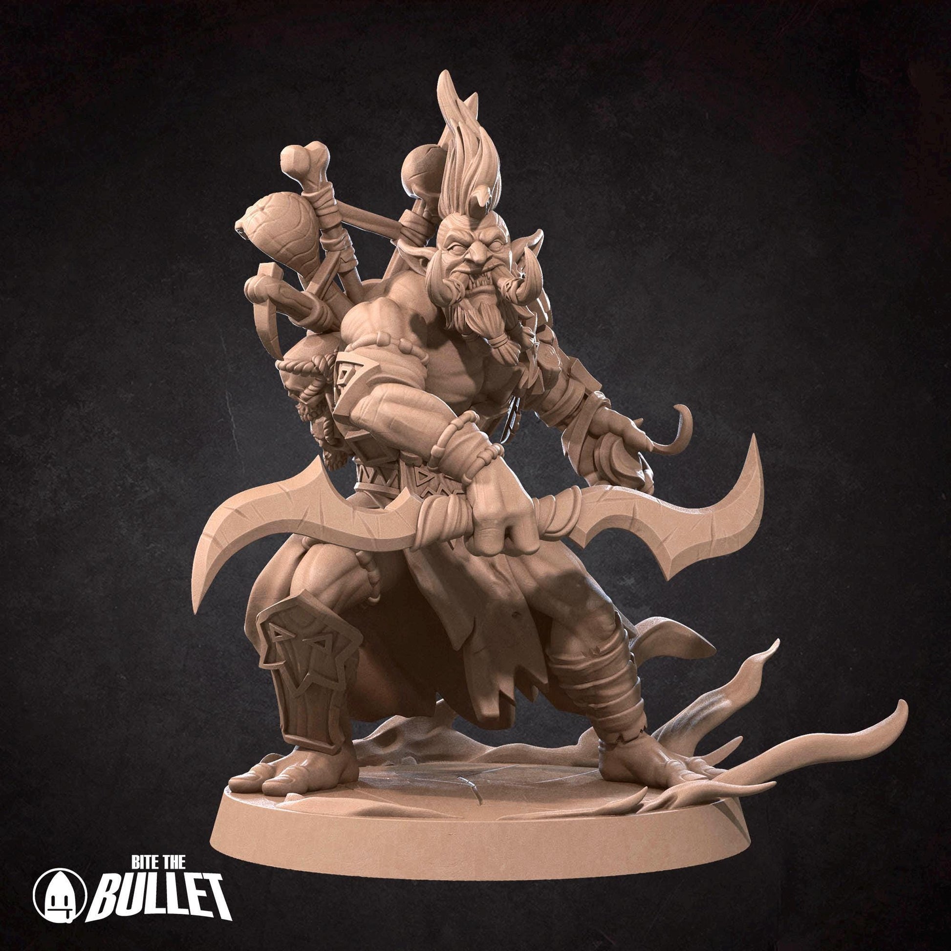 Shadow Hunter Troll Miniature, Voljin | Tabletop RPG Miniature | Bite the Bullet | Roleplaying 3D Printed Fantasy Mini - 3DPrintDen