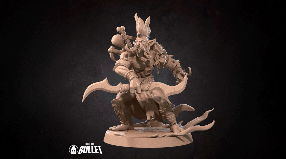 Shadow Hunter Troll Miniature, Voljin | Tabletop RPG Miniature | Bite the Bullet | Roleplaying 3D Printed Fantasy Mini - 3DPrintDen