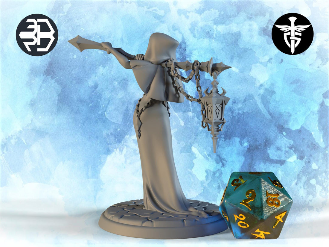 Female Lantern Bearer Miniature, Daena | Twin Goddess Miniatures | Tabletop RPG Miniature | Roleplaying 3D Printed Fantasy Mini - 3DPrintDen