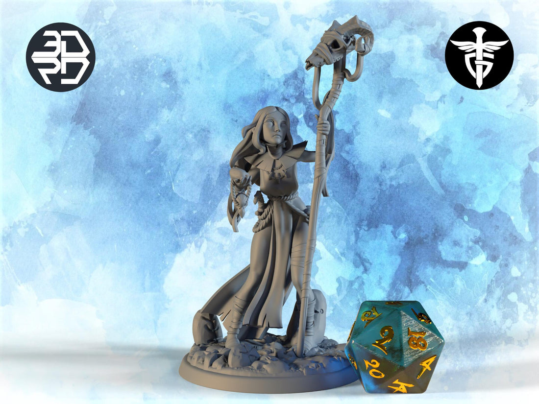 Female Soothsayer Miniature, Olseen | Twin Goddess Miniatures | Tabletop RPG Miniature | Roleplaying 3D Printed Fantasy Mini - 3DPrintDen