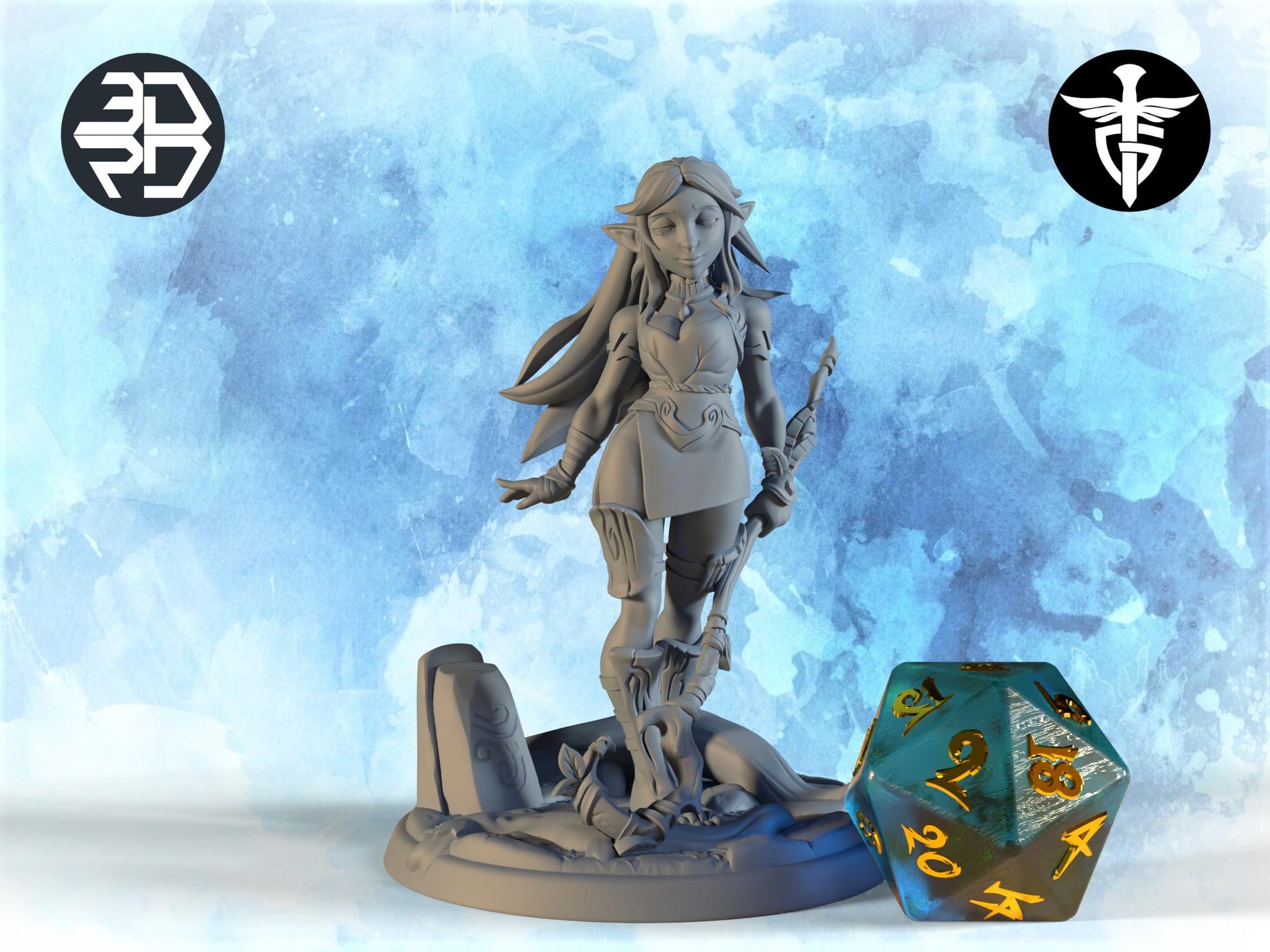Female Druid Miniature, Patina | Twin Goddess Miniatures | Tabletop RPG Miniature | Roleplaying 3D Printed Fantasy Mini - 3DPrintDen