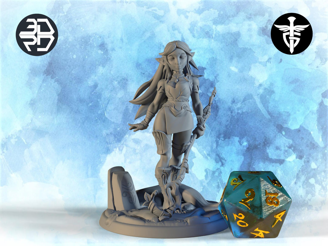 Female Druid Miniature, Patina | Twin Goddess Miniatures | Tabletop RPG Miniature | Roleplaying 3D Printed Fantasy Mini - 3DPrintDen