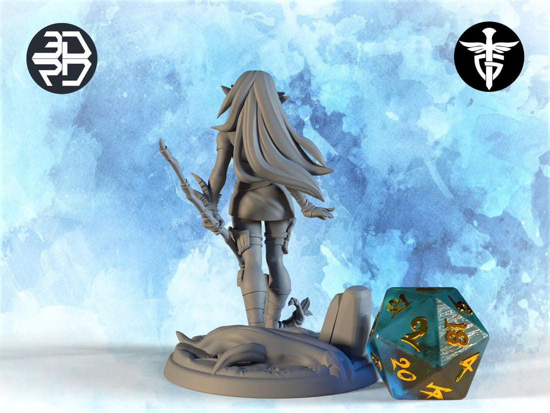 Female Druid Miniature, Patina | Twin Goddess Miniatures | Tabletop RPG Miniature | Roleplaying 3D Printed Fantasy Mini - 3DPrintDen