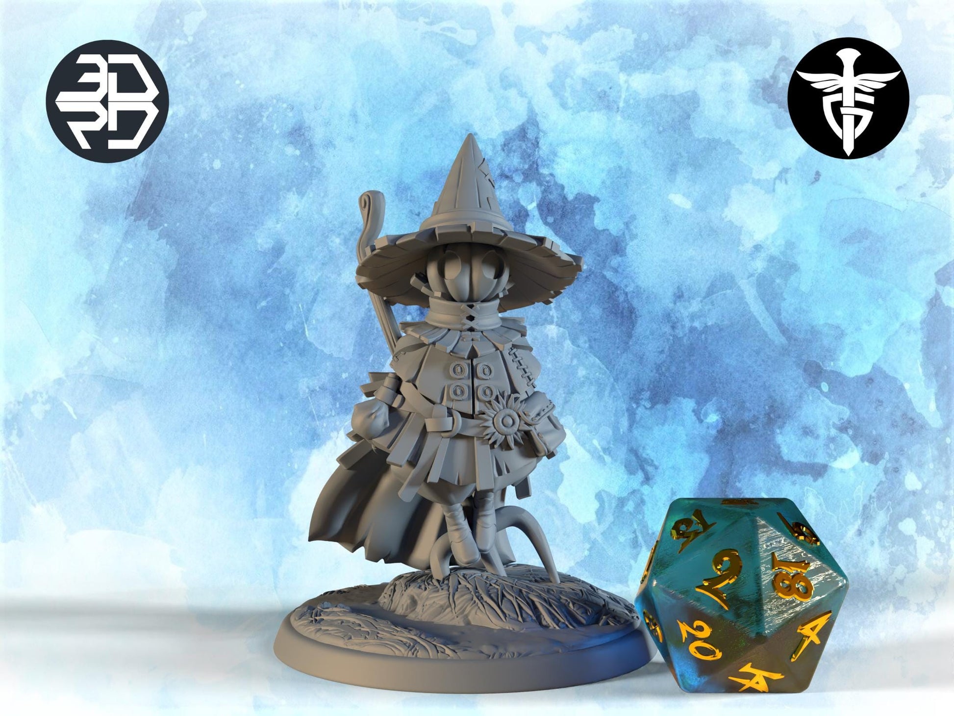 Pumpkin Wizard Miniature, Pepo | Twin Goddess Miniatures | Tabletop RPG Miniature | Roleplaying 3D Printed Fantasy Mini - 3DPrintDen