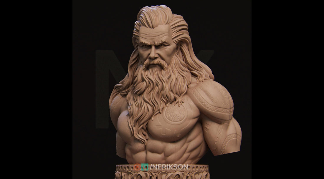 Runic Warrior Bust, Ivar | Tabletop RPG Miniature | Nerikson | Roleplaying 3D Printed Fantasy Mini - 3DPrintDen