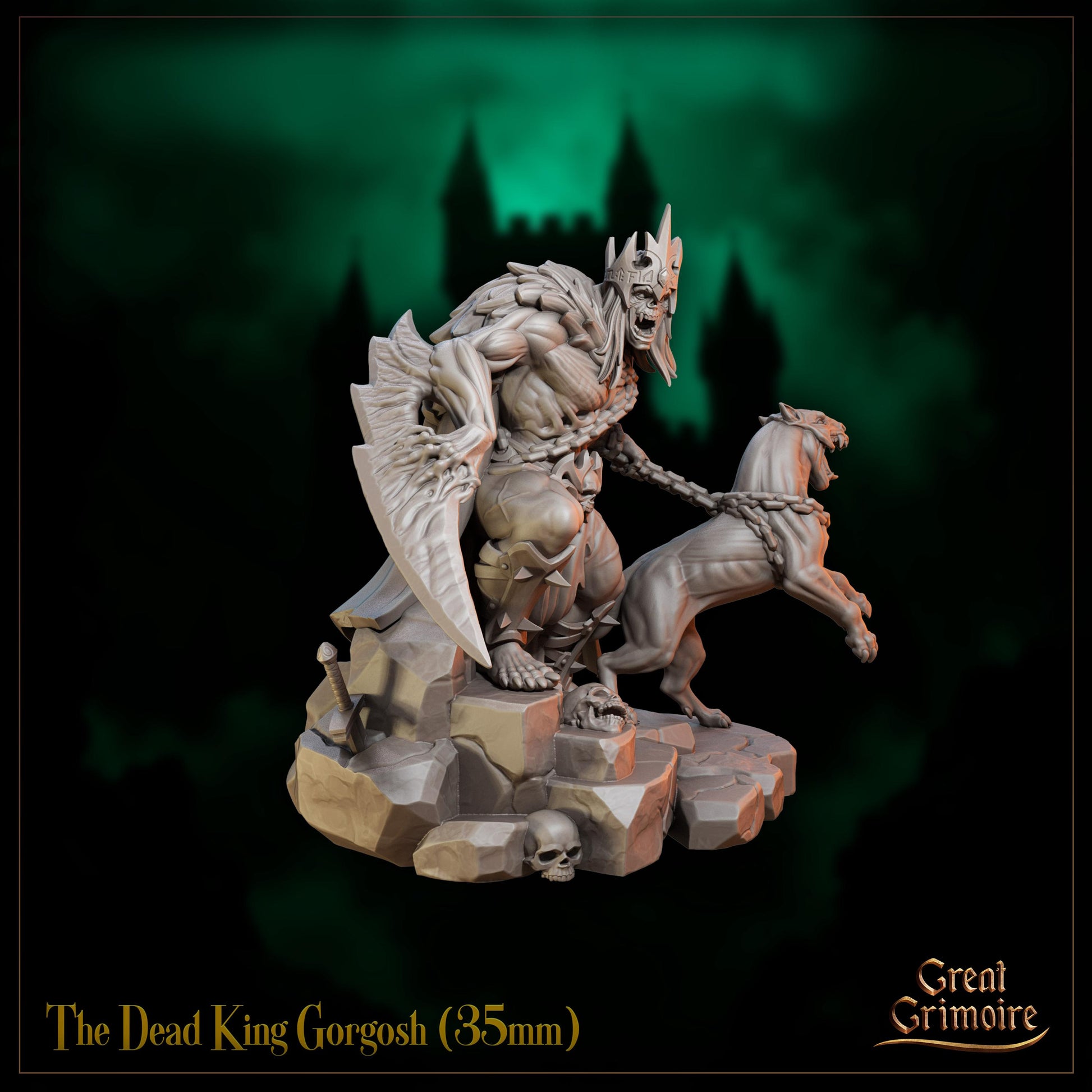 The Dead King Miniature, Gorgosh | Tabletop RPG Miniature | Great Grimoire | Roleplaying 3D Printed Fantasy Mini - 3DPrintDen
