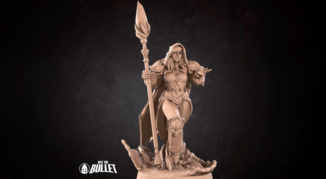 Female Mage Admiral Miniature, Jaina | Tabletop RPG Miniature | Bite the Bullet | Roleplaying 3D Printed Fantasy Mini - 3DPrintDen