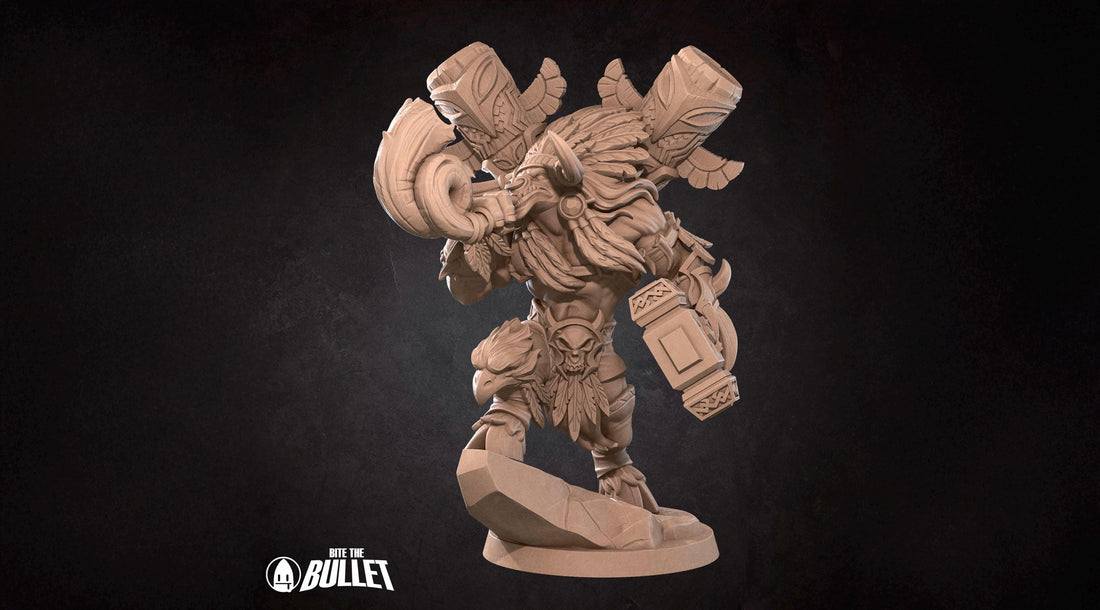 Tauren Chieftain Warrior Miniature, Baine | Tabletop RPG Miniature | Bite the Bullet | Roleplaying 3D Printed Fantasy Mini - 3DPrintDen