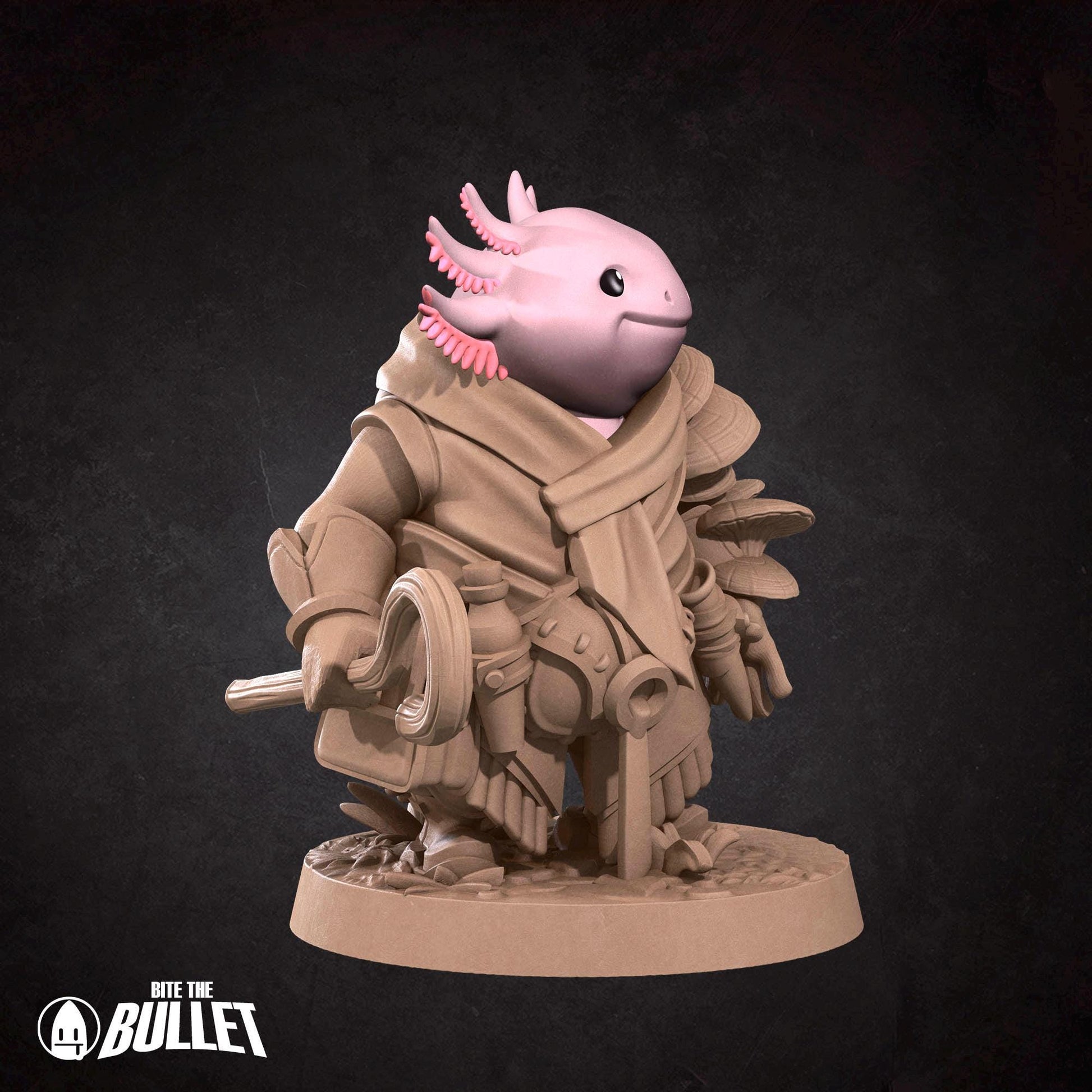 Axolotl Shepherd Miniature | Tabletop RPG Miniature | Bite the Bullet | Roleplaying 3D Printed Fantasy Mini - 3DPrintDen