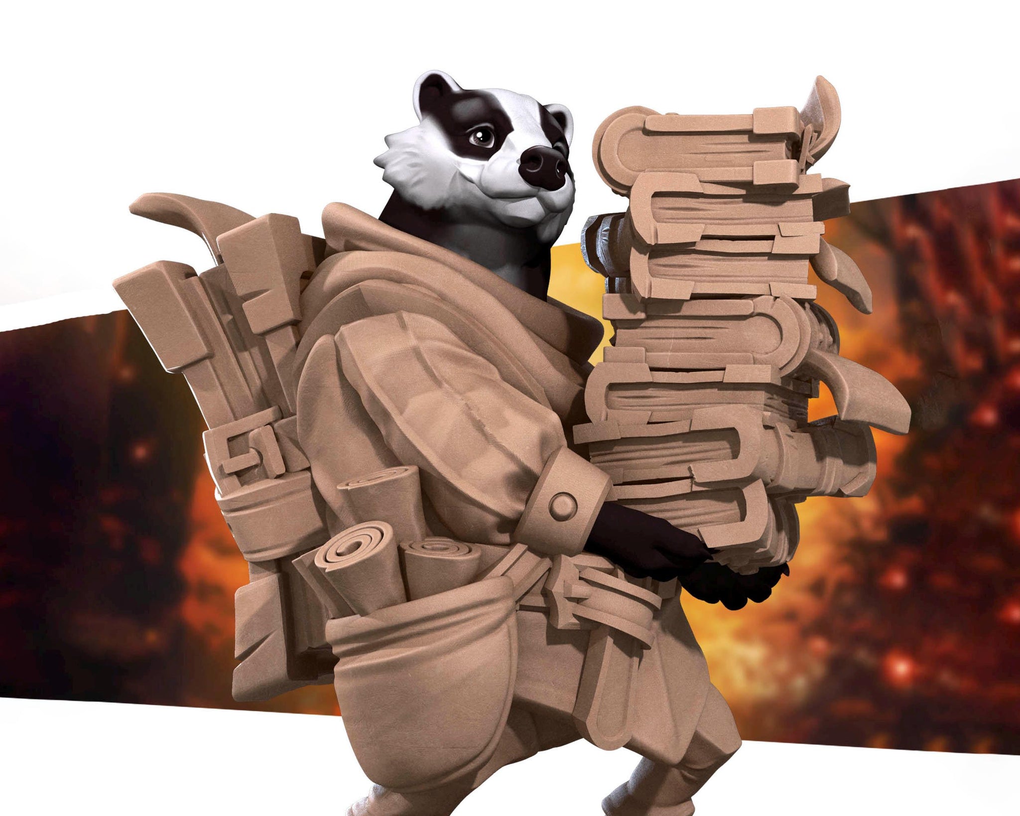Badger Librarian Miniature | Tabletop RPG Miniature | Bite the Bullet | Roleplaying 3D Printed Fantasy Mini - 3DPrintDen