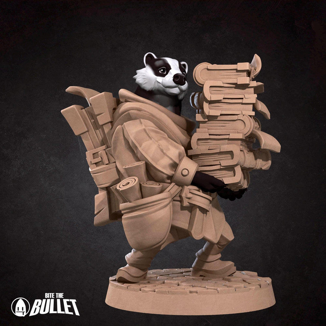Badger Librarian Miniature | Tabletop RPG Miniature | Bite the Bullet | Roleplaying 3D Printed Fantasy Mini - 3DPrintDen