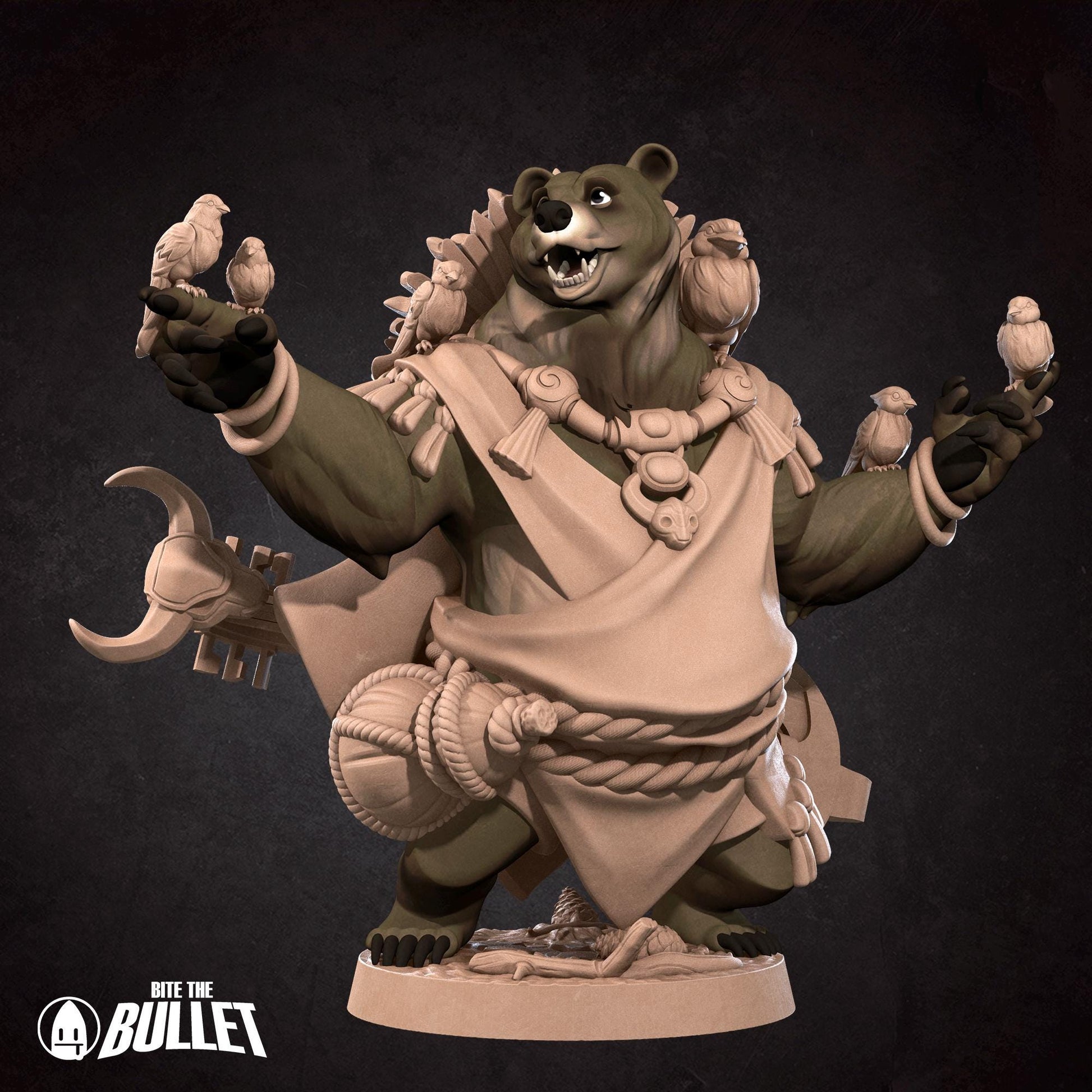 Bear Bard Miniature | Tabletop RPG Miniature | Bite the Bullet | Roleplaying 3D Printed Fantasy Mini - 3DPrintDen