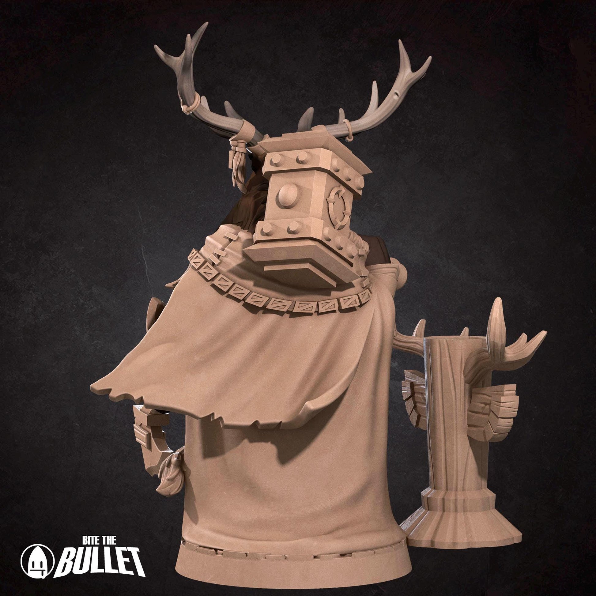 Deer Shaman Miniature | Tabletop RPG Miniature | Bite the Bullet | Roleplaying 3D Printed Fantasy Mini - 3DPrintDen