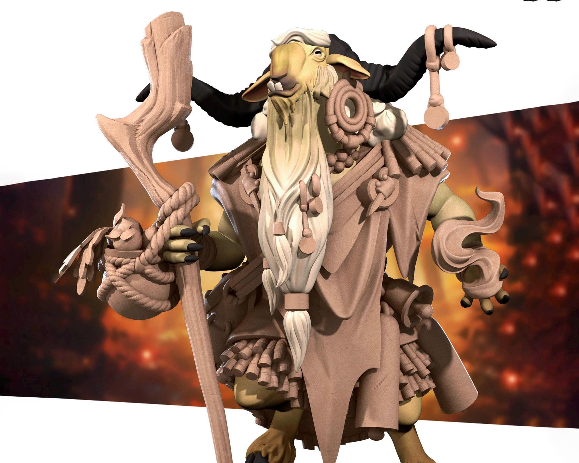 Goat Warlock Miniature | Tabletop RPG Miniature | Bite the Bullet | Roleplaying 3D Printed Fantasy Mini - 3DPrintDen