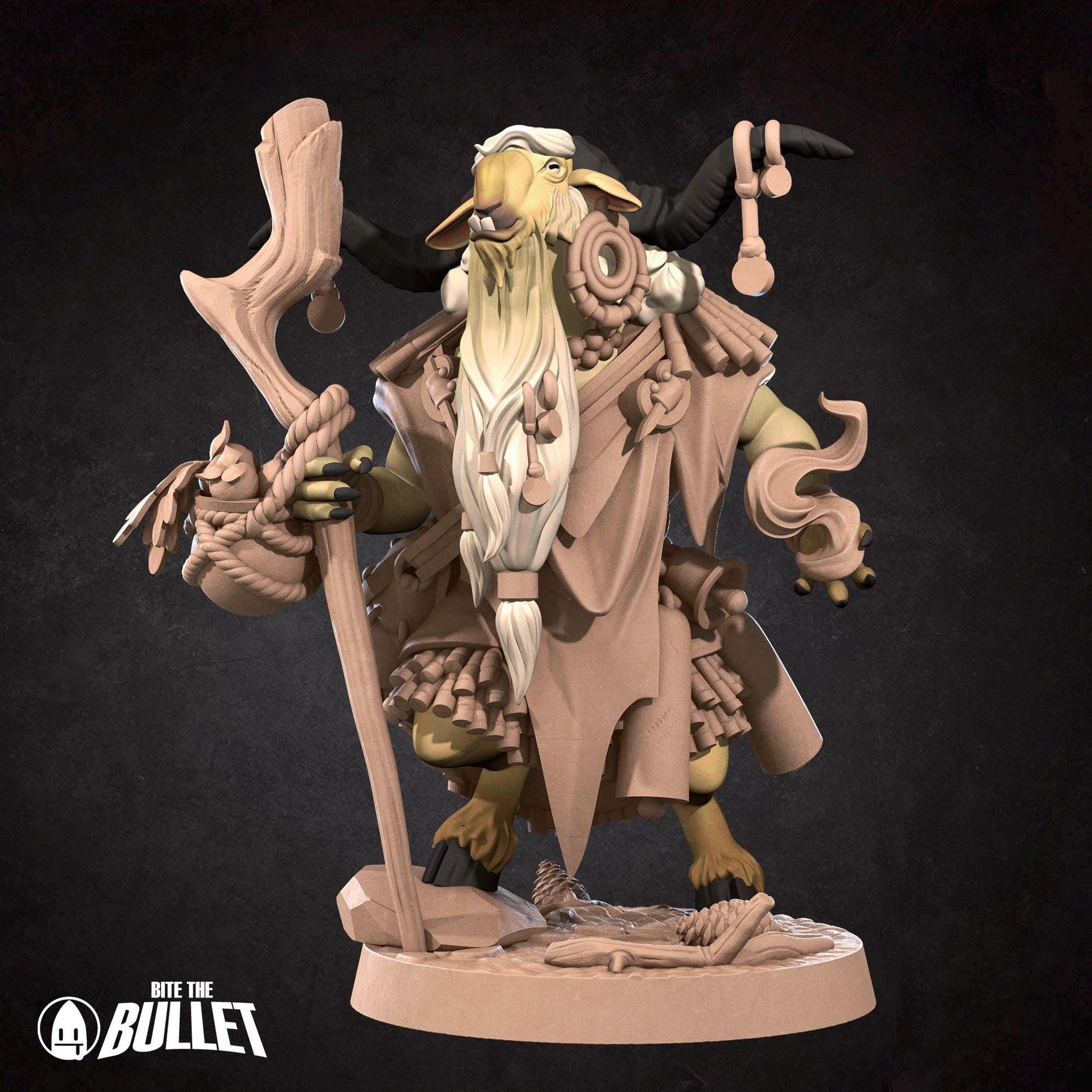 Goat Warlock Miniature | Tabletop RPG Miniature | Bite the Bullet | Roleplaying 3D Printed Fantasy Mini - 3DPrintDen