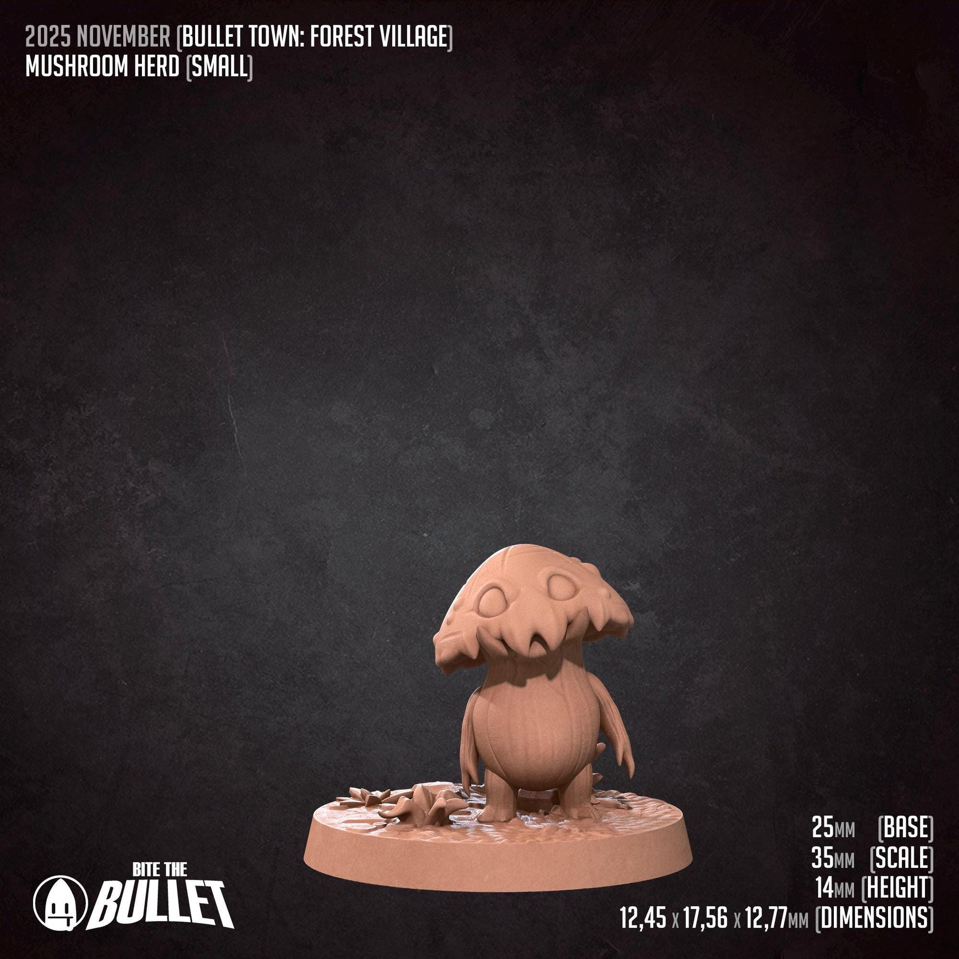 Mushroom Herd Miniature | Tabletop RPG Miniature | Bite the Bullet | Roleplaying 3D Printed Fantasy Mini - 3DPrintDen