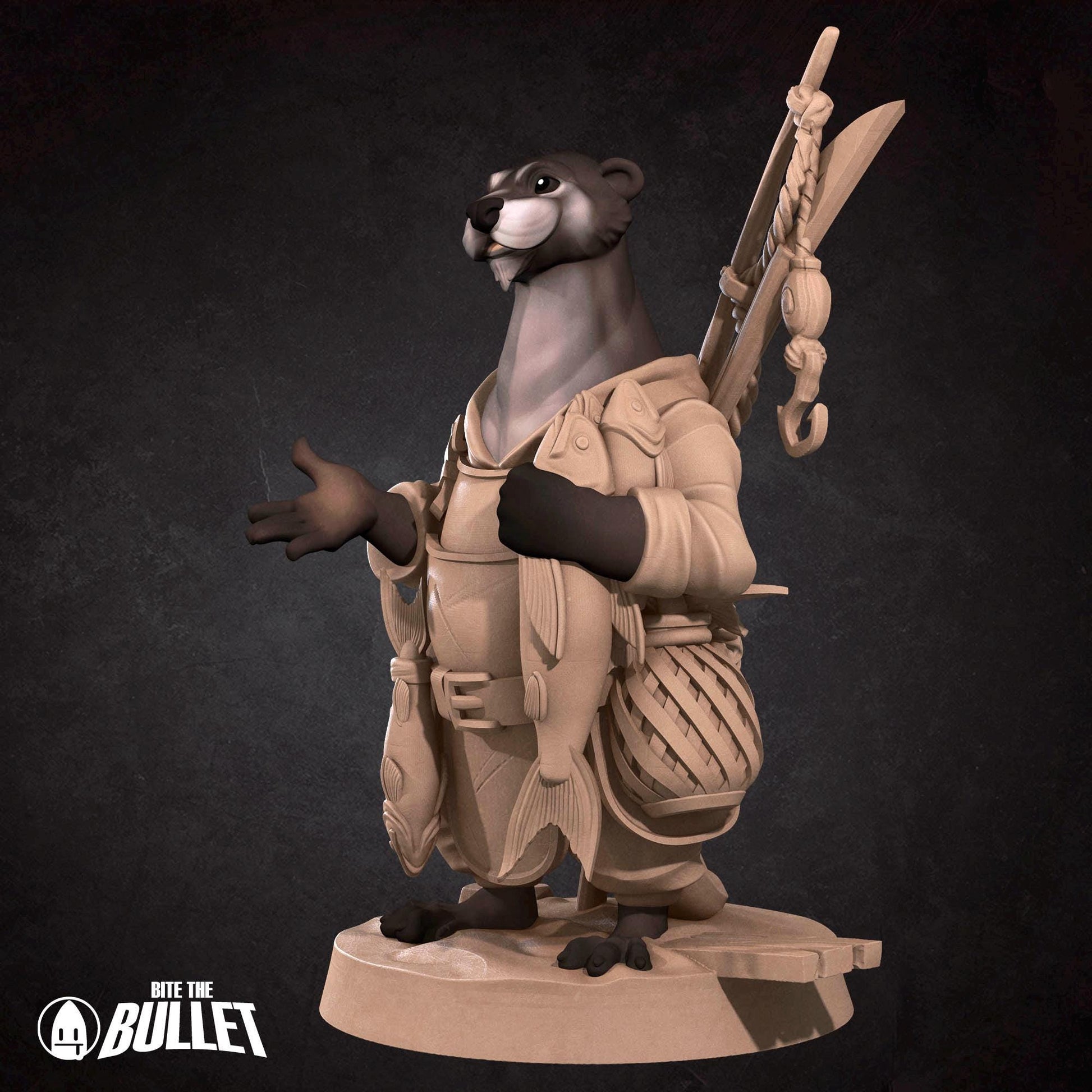 Otter Fisherman Miniature | Tabletop RPG Miniature | Bite the Bullet | Roleplaying 3D Printed Fantasy Mini - 3DPrintDen