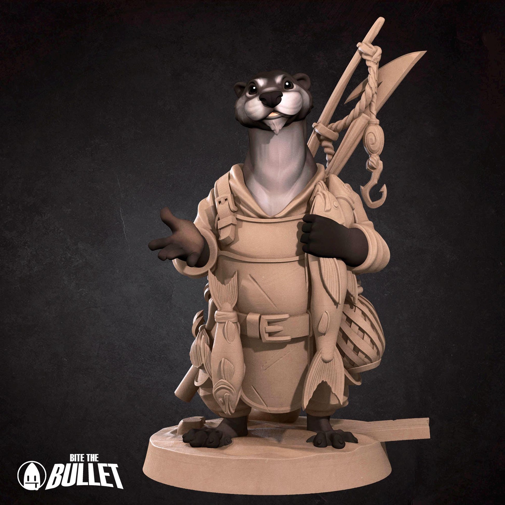 Otter Fisherman Miniature | Tabletop RPG Miniature | Bite the Bullet | Roleplaying 3D Printed Fantasy Mini - 3DPrintDen