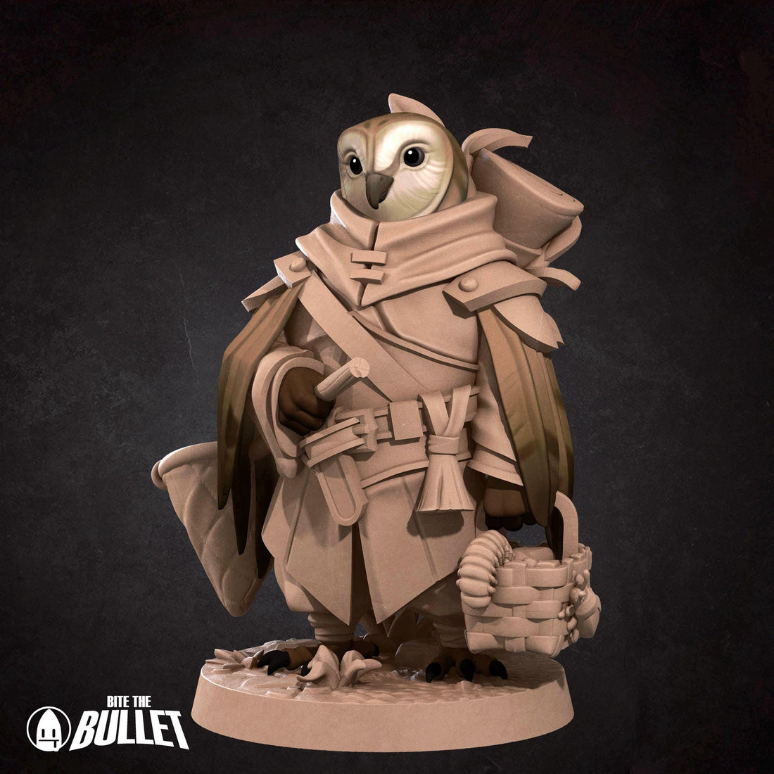 Owlfolk Gatherer Miniature | Tabletop RPG Miniature | Bite the Bullet | Roleplaying 3D Printed Fantasy Mini - 3DPrintDen