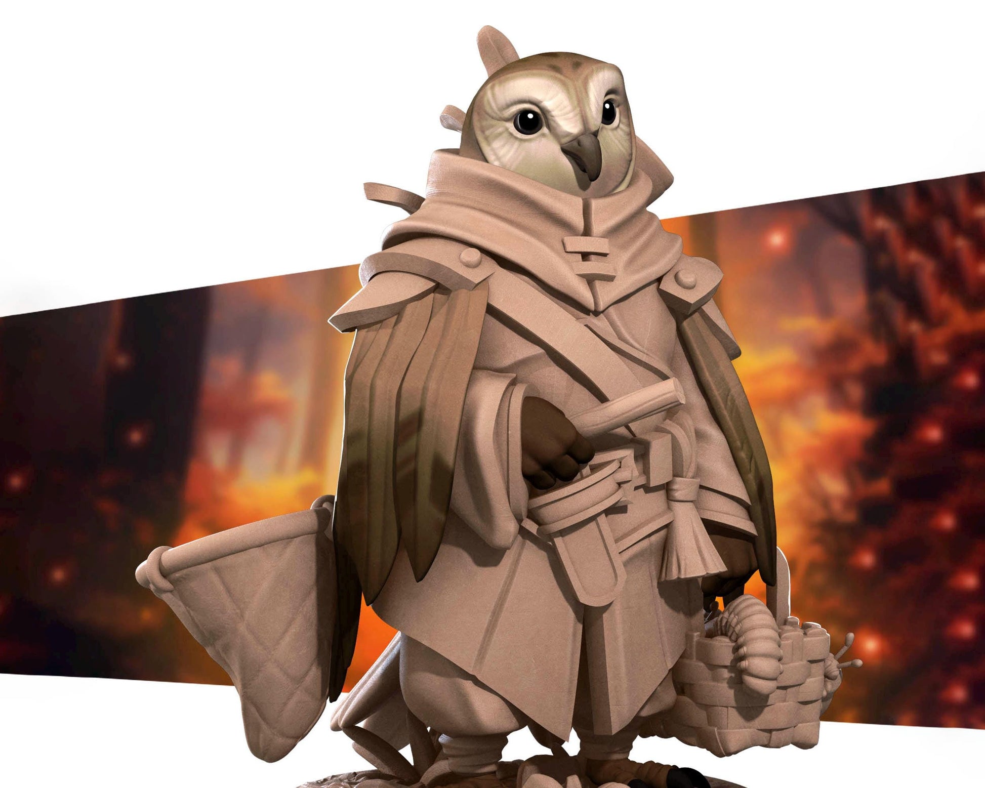 Owlfolk Gatherer Miniature | Tabletop RPG Miniature | Bite the Bullet | Roleplaying 3D Printed Fantasy Mini - 3DPrintDen