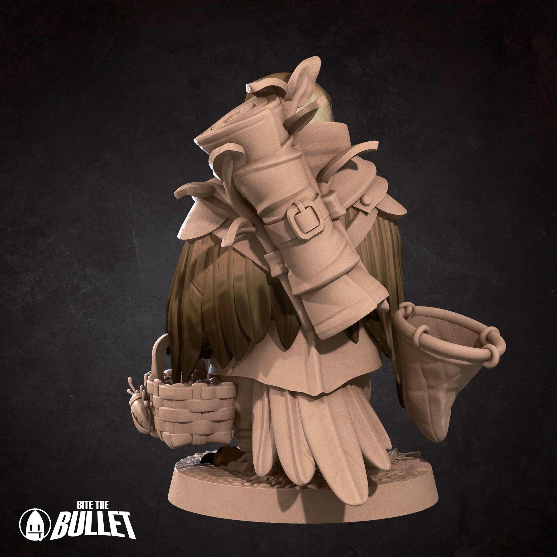 Owlfolk Gatherer Miniature | Tabletop RPG Miniature | Bite the Bullet | Roleplaying 3D Printed Fantasy Mini - 3DPrintDen