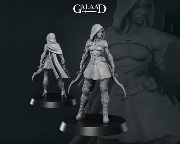 Female Rogue Miniature | Tabletop RPG Miniature | Galaad Miniatures | Roleplaying 3D Printed Fantasy Mini - 3DPrintDen