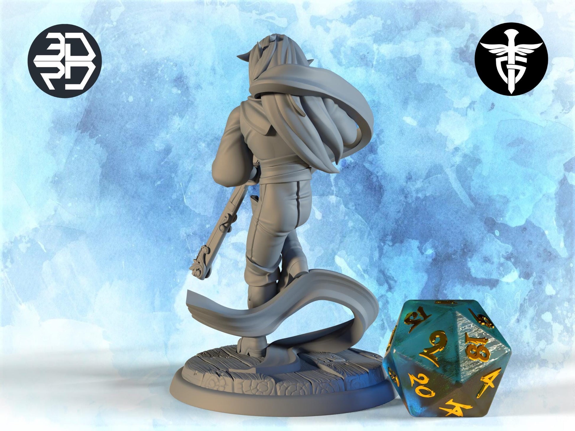 Elf Rifleman Miniature, Ael | Twin Goddess Miniatures | Tabletop RPG Miniature | Roleplaying 3D Printed Fantasy Mini - 3DPrintDen