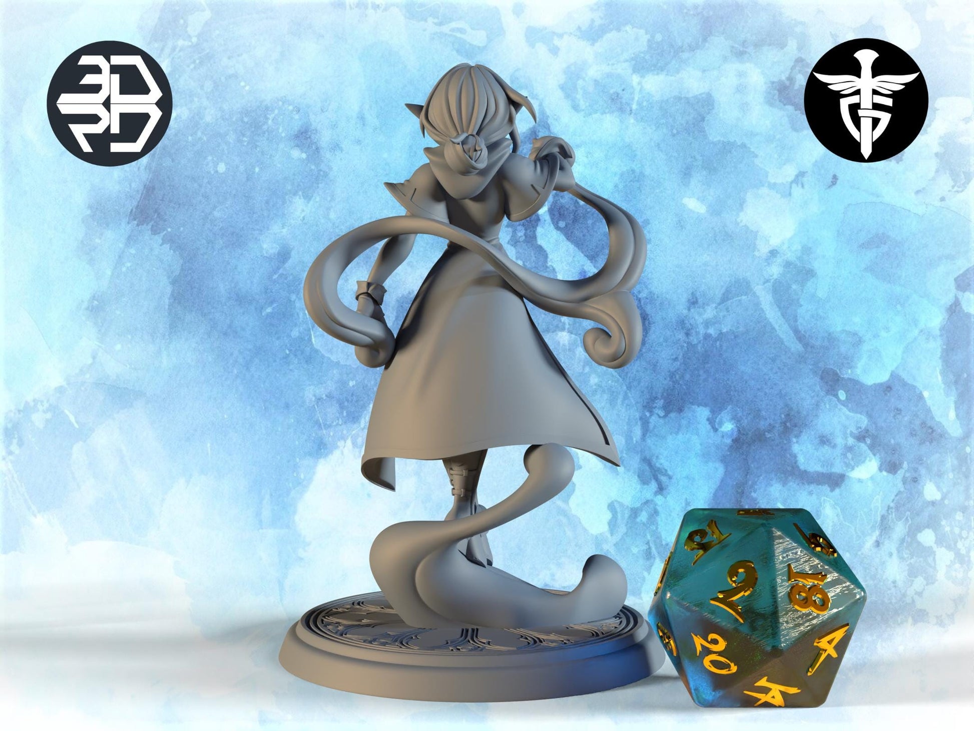 Female Elf Wizard Miniature, Astrid | Twin Goddess Miniatures | Tabletop RPG Miniature | Roleplaying 3D Printed Fantasy Mini - 3DPrintDen