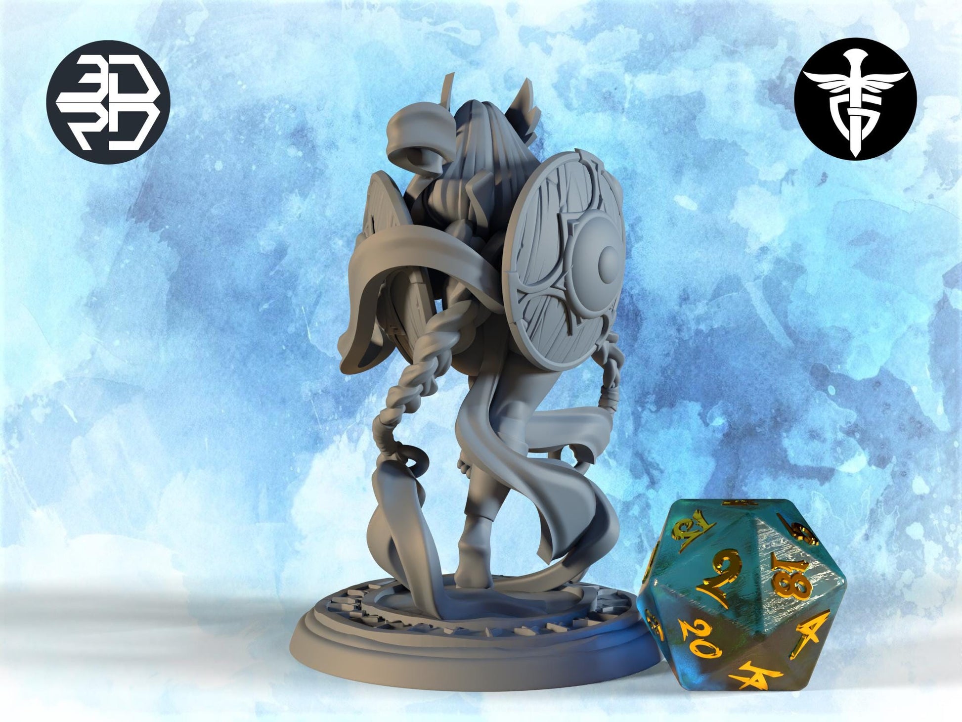 Valkyrie Miniature, Vanir | Twin Goddess Miniatures | Tabletop RPG Miniature | Roleplaying 3D Printed Fantasy Mini - 3DPrintDen