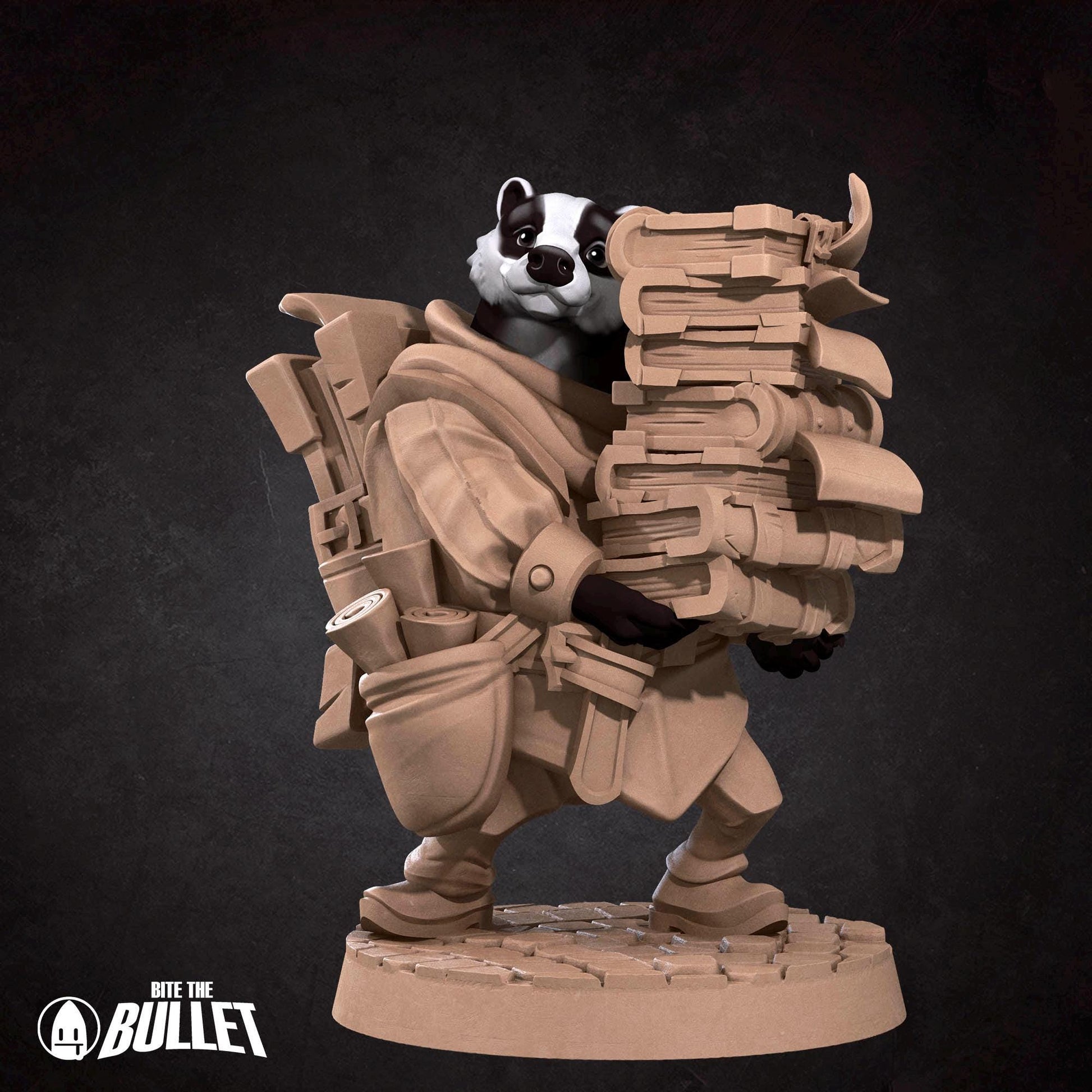 Badger Librarian Miniature | Tabletop RPG Miniature | Bite the Bullet | Roleplaying 3D Printed Fantasy Mini - 3DPrintDen