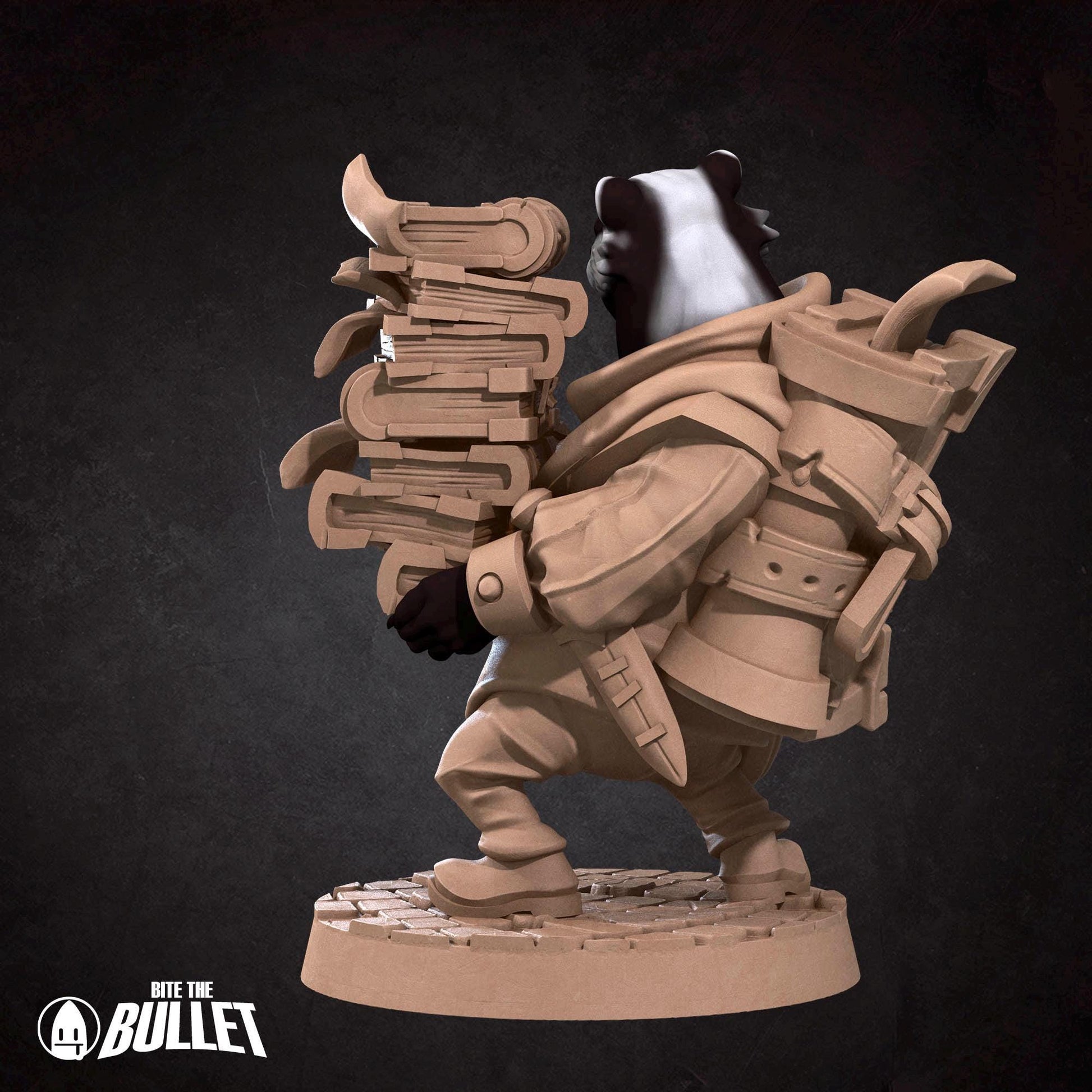 Badger Librarian Miniature | Tabletop RPG Miniature | Bite the Bullet | Roleplaying 3D Printed Fantasy Mini - 3DPrintDen