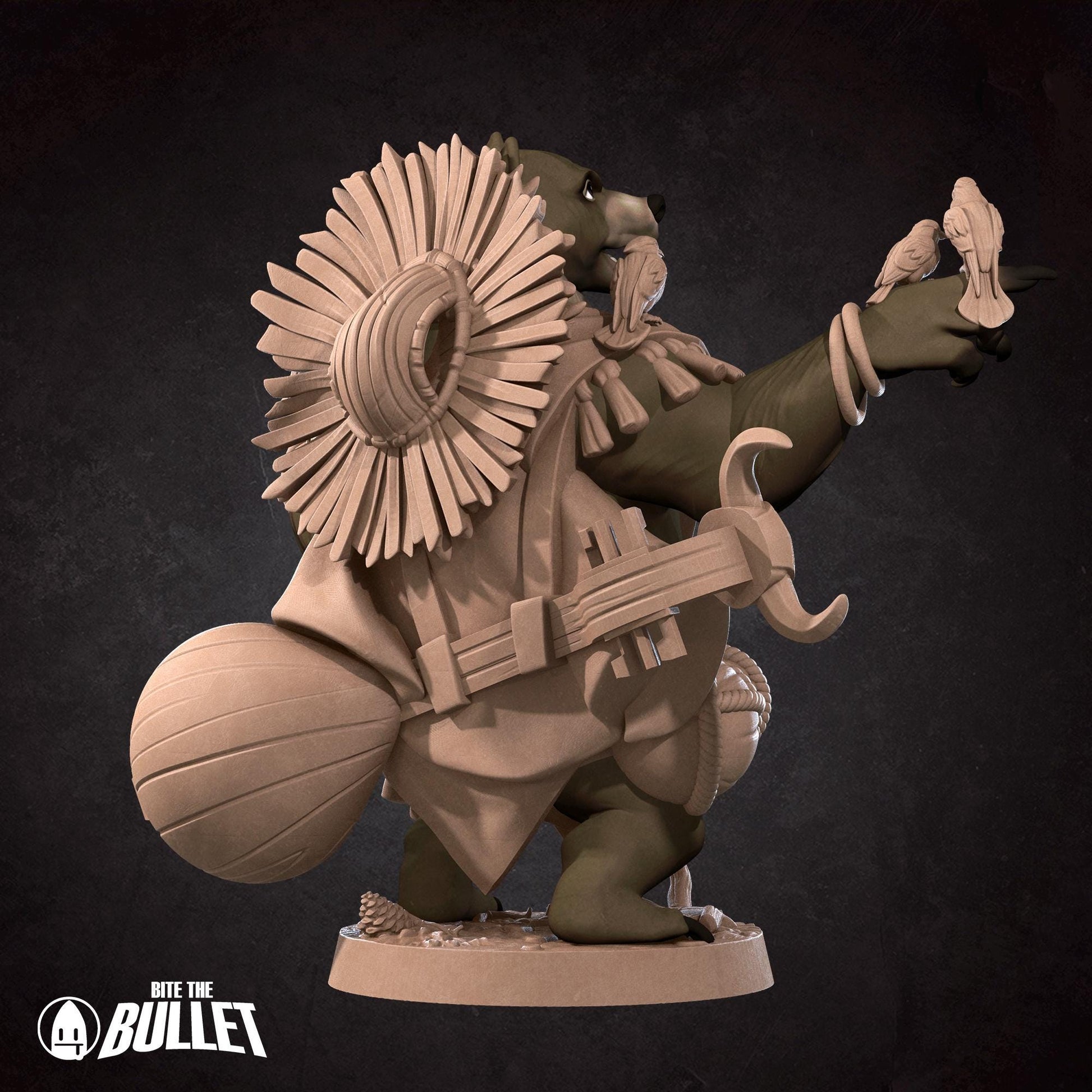 Bear Bard Miniature | Tabletop RPG Miniature | Bite the Bullet | Roleplaying 3D Printed Fantasy Mini - 3DPrintDen