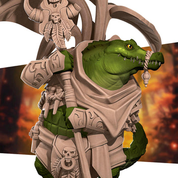 Crocodile Shaman Miniature | Tabletop RPG Miniature | Bite the Bullet | Roleplaying 3D Printed Fantasy Mini - 3DPrintDen
