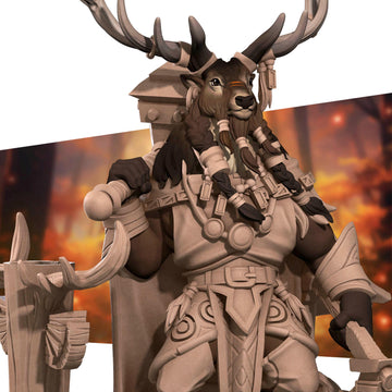 Deer Shaman Miniature | Tabletop RPG Miniature | Bite the Bullet | Roleplaying 3D Printed Fantasy Mini - 3DPrintDen