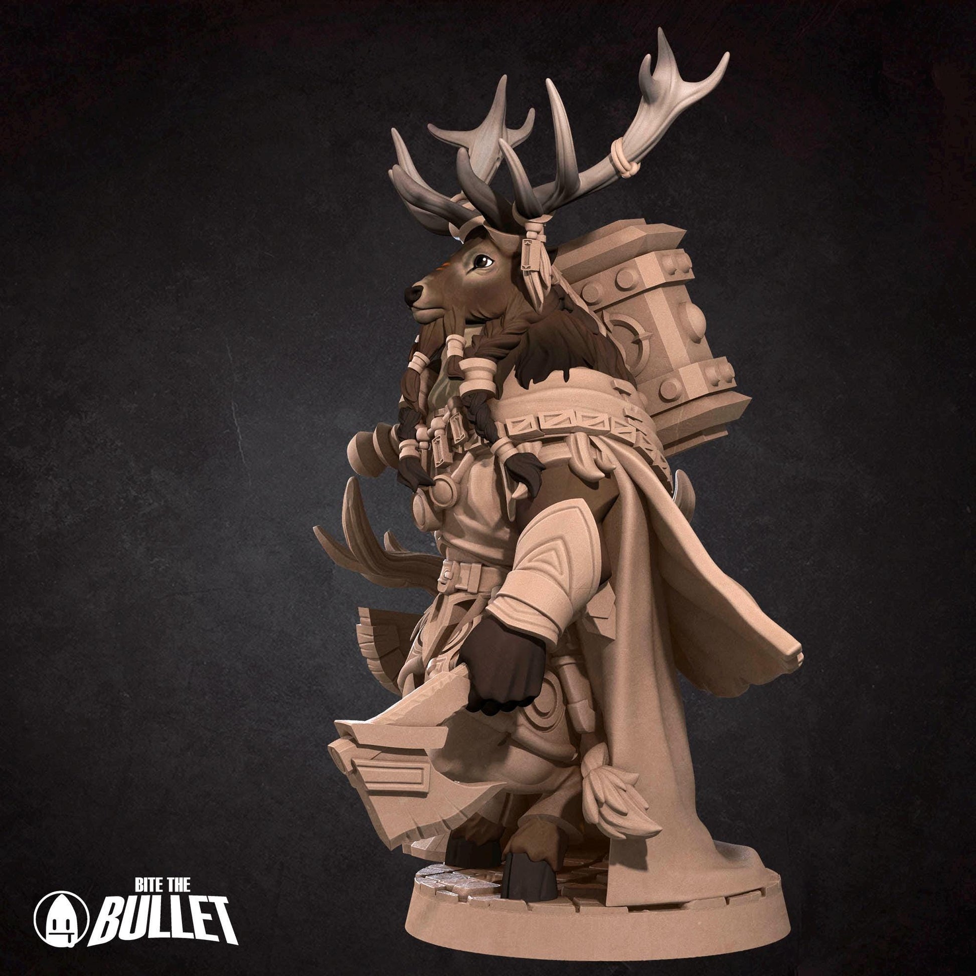 Deer Shaman Miniature | Tabletop RPG Miniature | Bite the Bullet | Roleplaying 3D Printed Fantasy Mini - 3DPrintDen