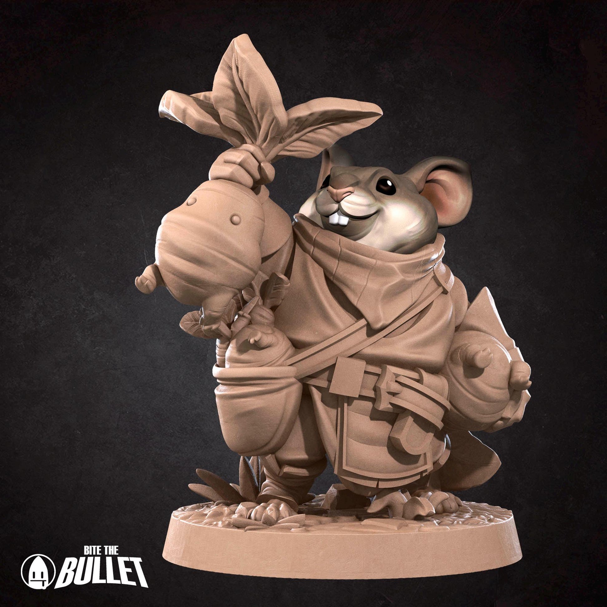 Mouse Farmer Miniature | Tabletop RPG Miniature | Bite the Bullet | Roleplaying 3D Printed Fantasy Mini - 3DPrintDen