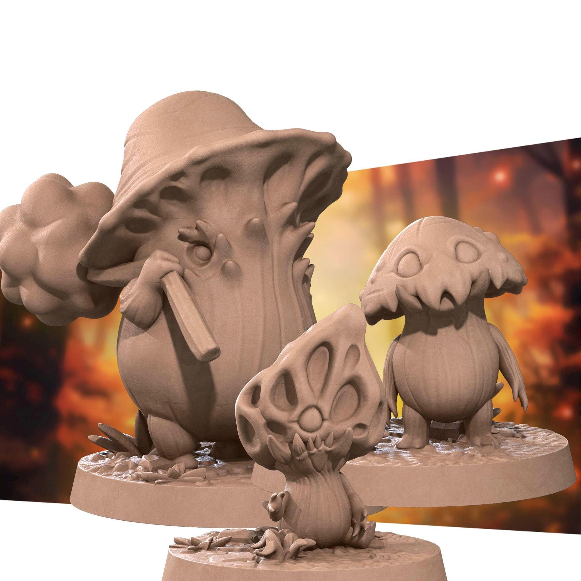 Mushroom Herd Miniature | Tabletop RPG Miniature | Bite the Bullet | Roleplaying 3D Printed Fantasy Mini - 3DPrintDen