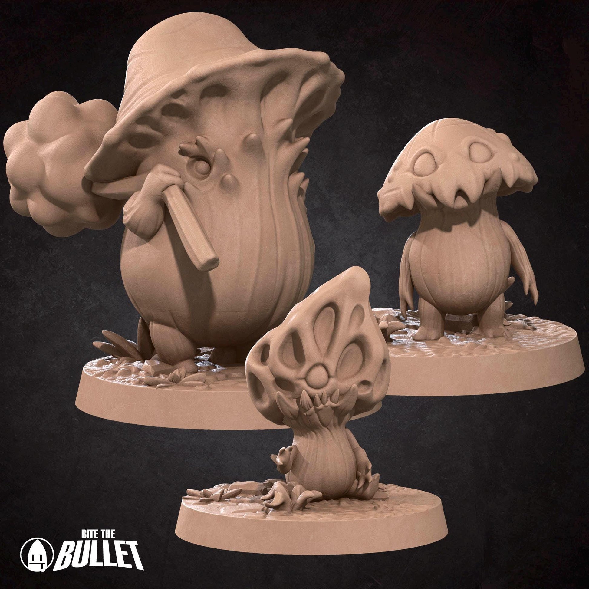 Mushroom Herd Miniature | Tabletop RPG Miniature | Bite the Bullet | Roleplaying 3D Printed Fantasy Mini - 3DPrintDen