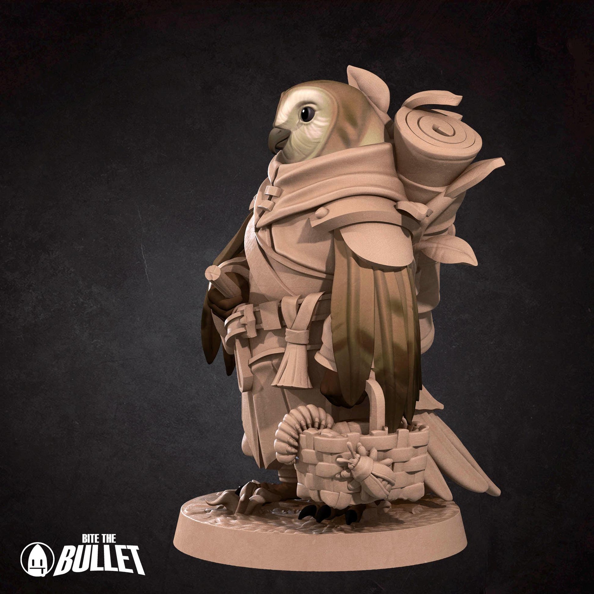 Owlfolk Gatherer Miniature | Tabletop RPG Miniature | Bite the Bullet | Roleplaying 3D Printed Fantasy Mini - 3DPrintDen