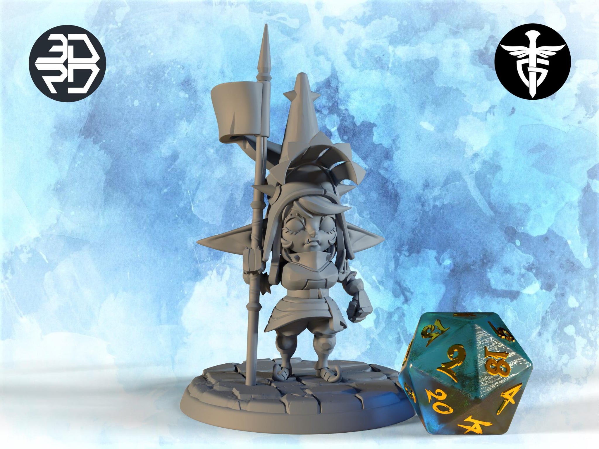 Female Goblin Knight Miniature | Twin Goddess Miniatures | Tabletop RPG Miniature | Roleplaying 3D Printed Fantasy Mini - 3DPrintDen