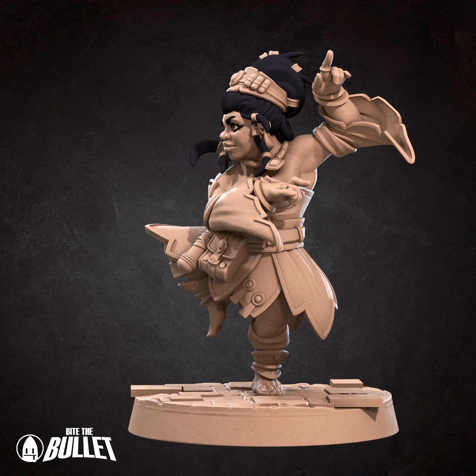Female Dwarf Monk Miniature | Tabletop RPG Miniature | Bite the Bullet | Roleplaying 3D Printed Fantasy Mini - 3DPrintDen