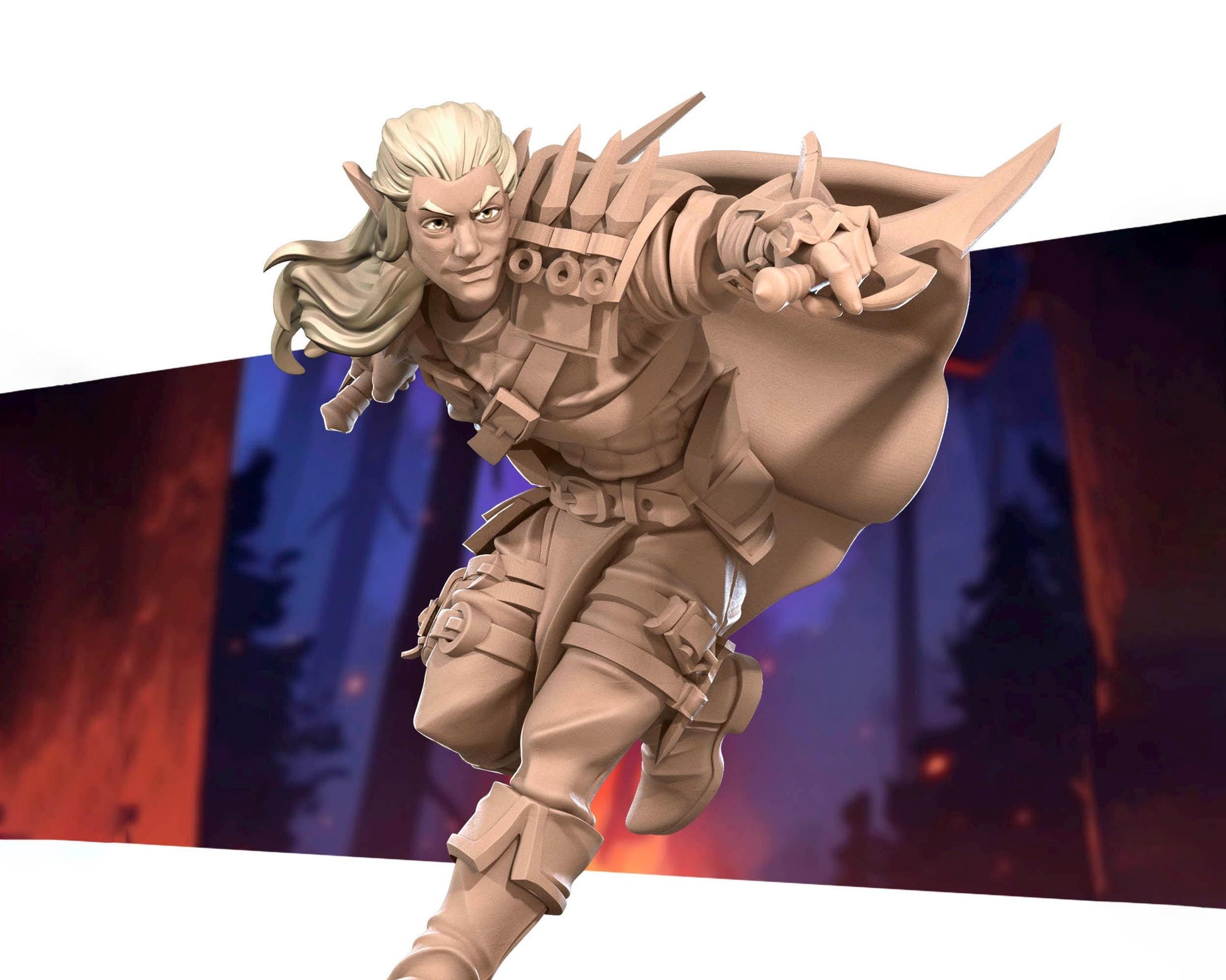Elf Rogue Miniature | Tabletop RPG Miniature | Bite the Bullet | Roleplaying 3D Printed Fantasy Mini - 3DPrintDen