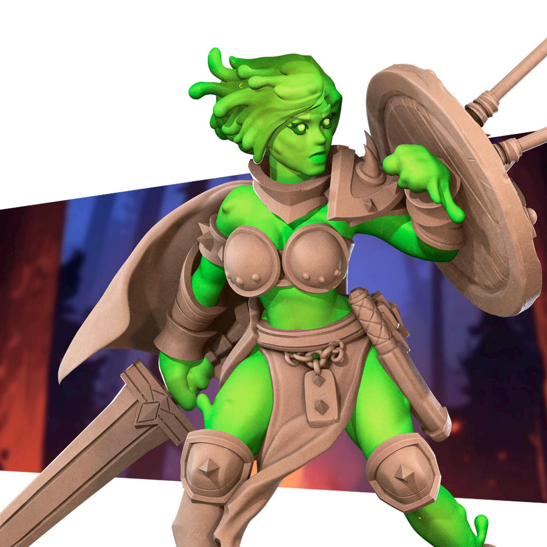 Female Plasmoid Warrior Miniature | Tabletop RPG Miniature | Bite the Bullet | Roleplaying 3D Printed Fantasy Mini - 3DPrintDen