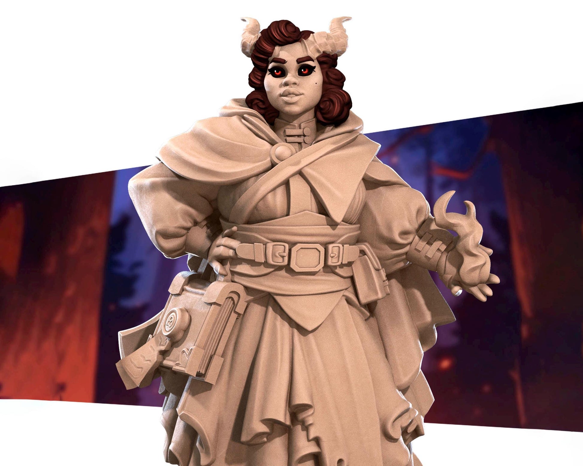 Female Tiefling Cleric Miniature | Tabletop RPG Miniature | Bite the Bullet | Roleplaying 3D Printed Fantasy Mini - 3DPrintDen