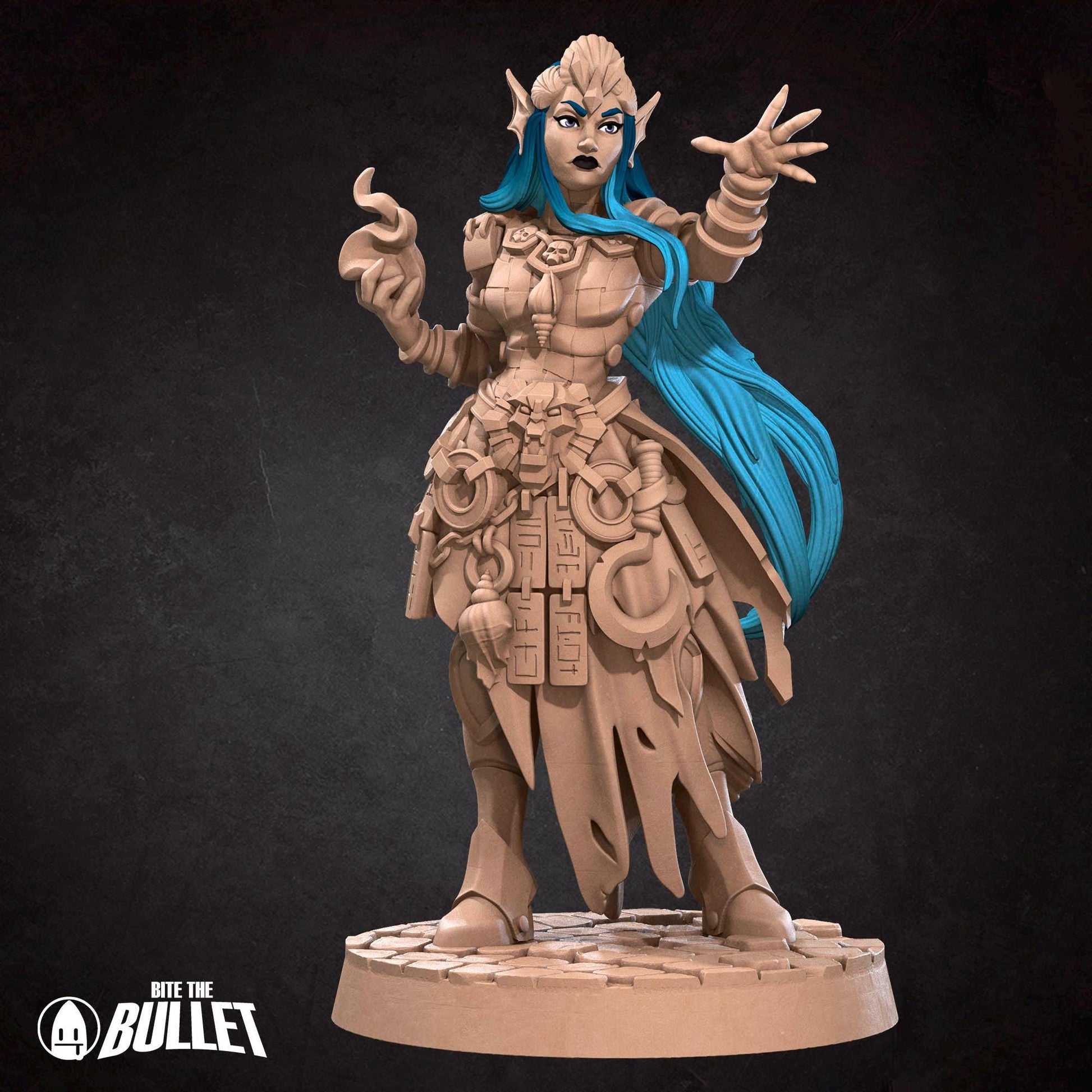 Female Triton Sorcerer Miniature | Tabletop RPG Miniature | Bite the Bullet | Roleplaying 3D Printed Fantasy Mini - 3DPrintDen