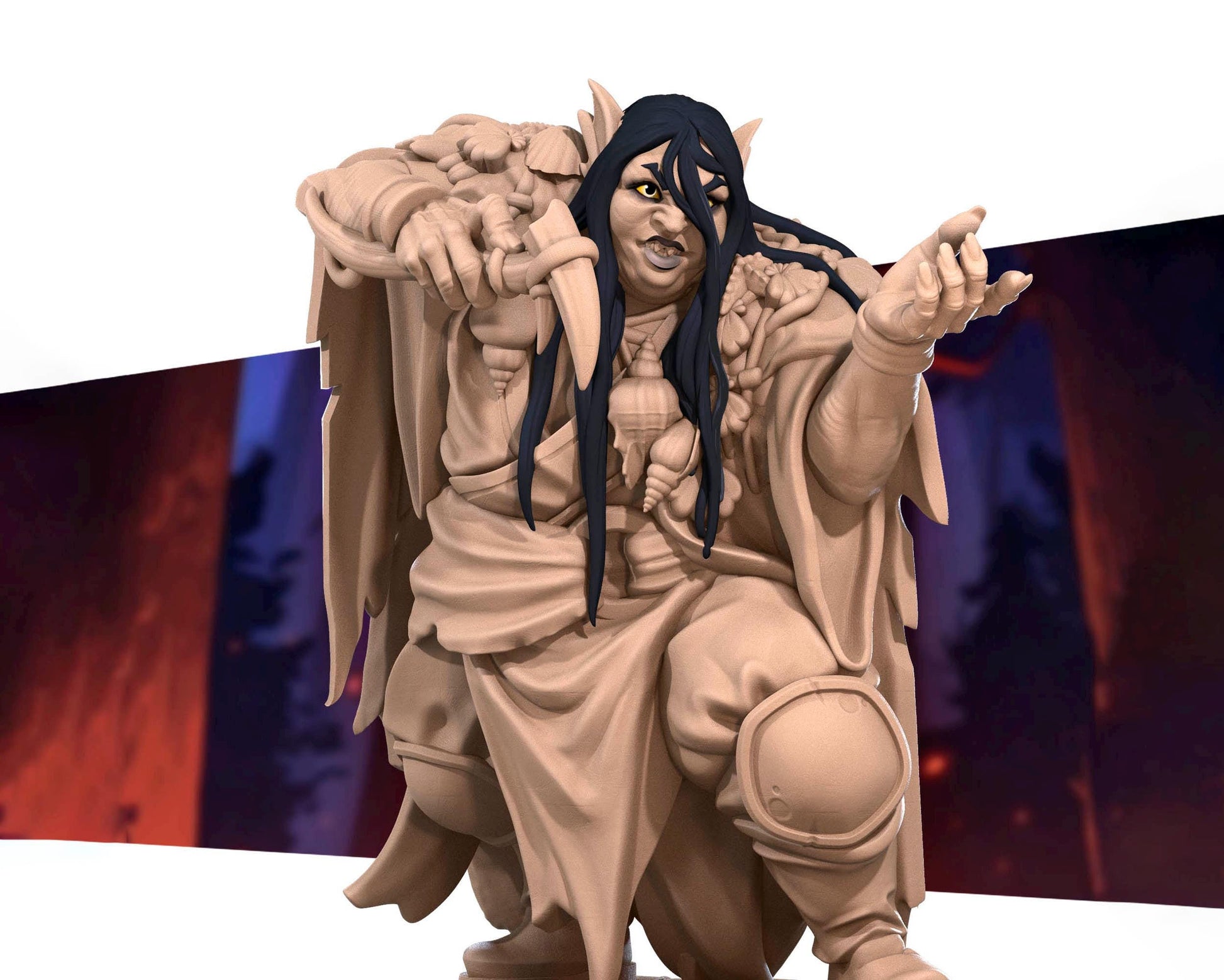 Triton Warlock Miniature | Tabletop RPG Miniature | Bite the Bullet | Roleplaying 3D Printed Fantasy Mini - 3DPrintDen