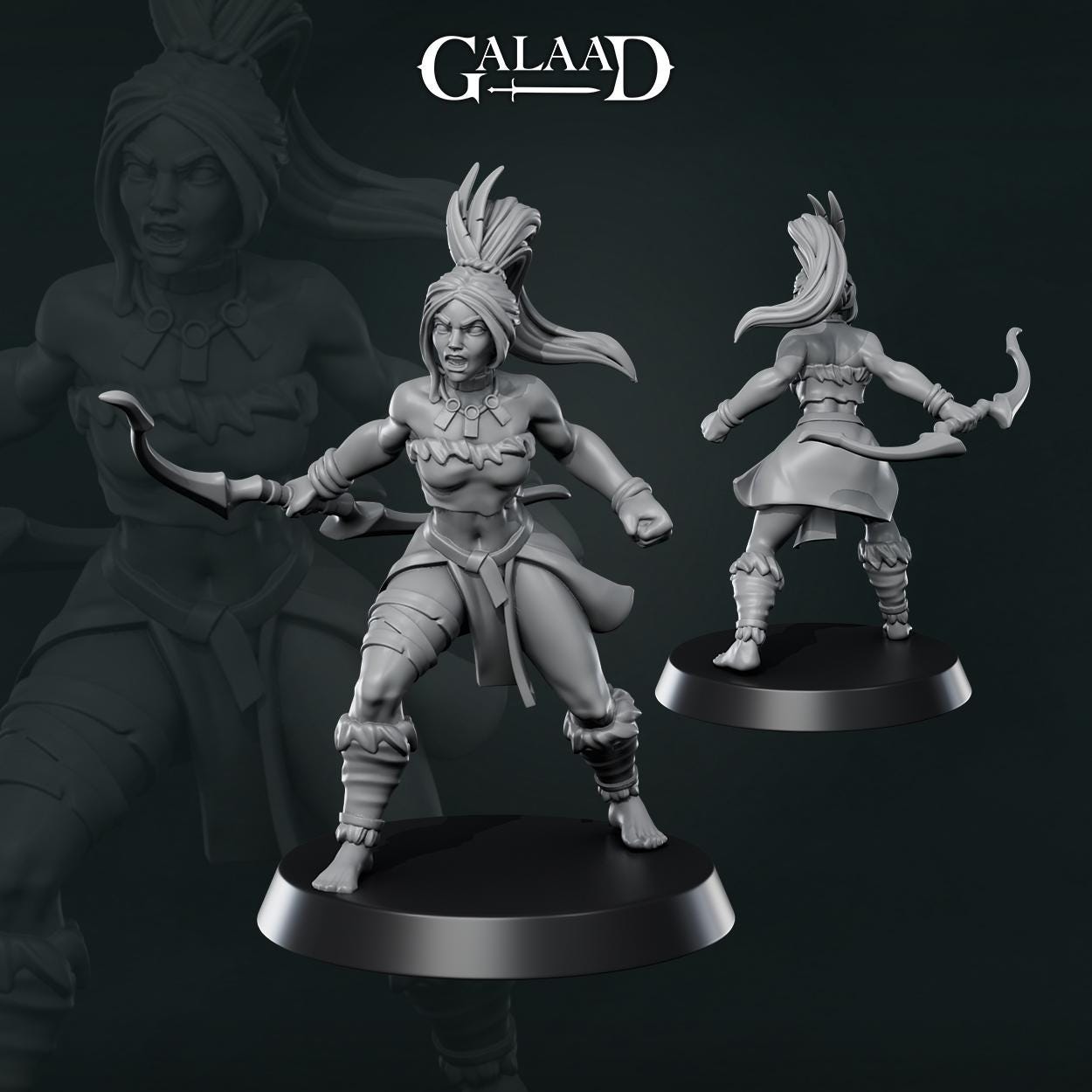 Amazon Miniature | Tabletop RPG Miniature | Galaad Miniatures | Roleplaying 3D Printed Fantasy Mini - 3DPrintDen