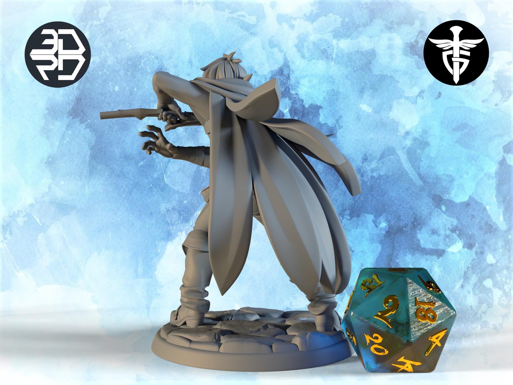 Elf Ranger Miniature, Ithil | Twin Goddess Miniatures | Tabletop RPG Miniature | Roleplaying 3D Printed Fantasy Mini - 3DPrintDen