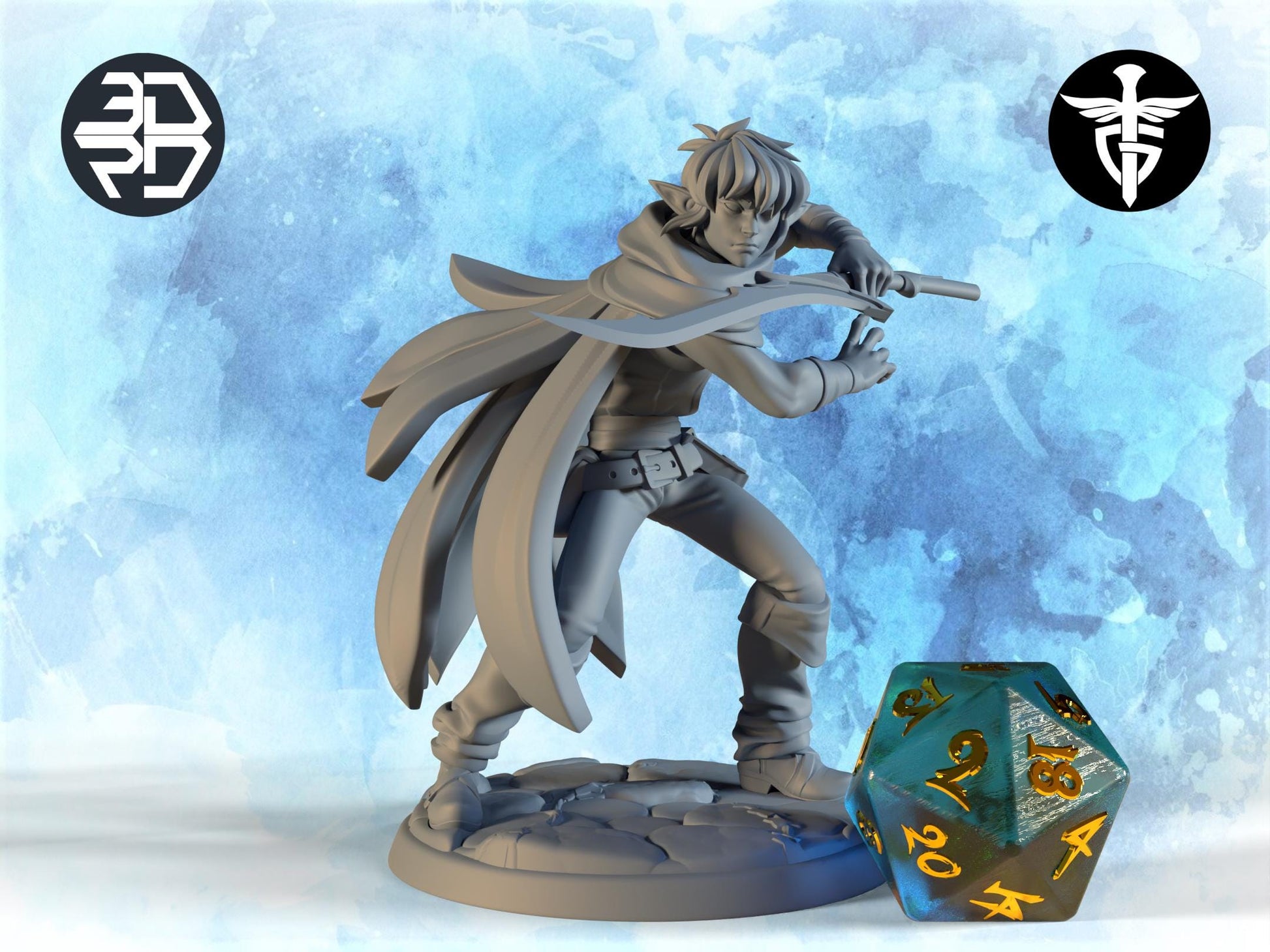 Elf Ranger Miniature, Ithil | Twin Goddess Miniatures | Tabletop RPG Miniature | Roleplaying 3D Printed Fantasy Mini - 3DPrintDen