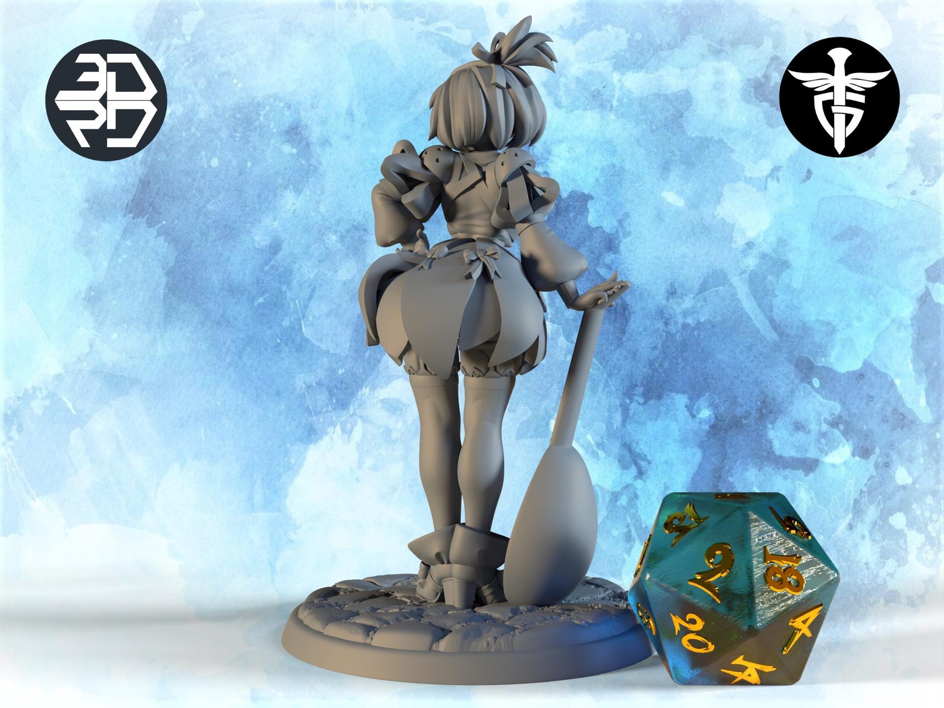 Female Bard Miniature, Kezie | Twin Goddess Miniatures | Tabletop RPG Miniature | Roleplaying 3D Printed Fantasy Mini - 3DPrintDen